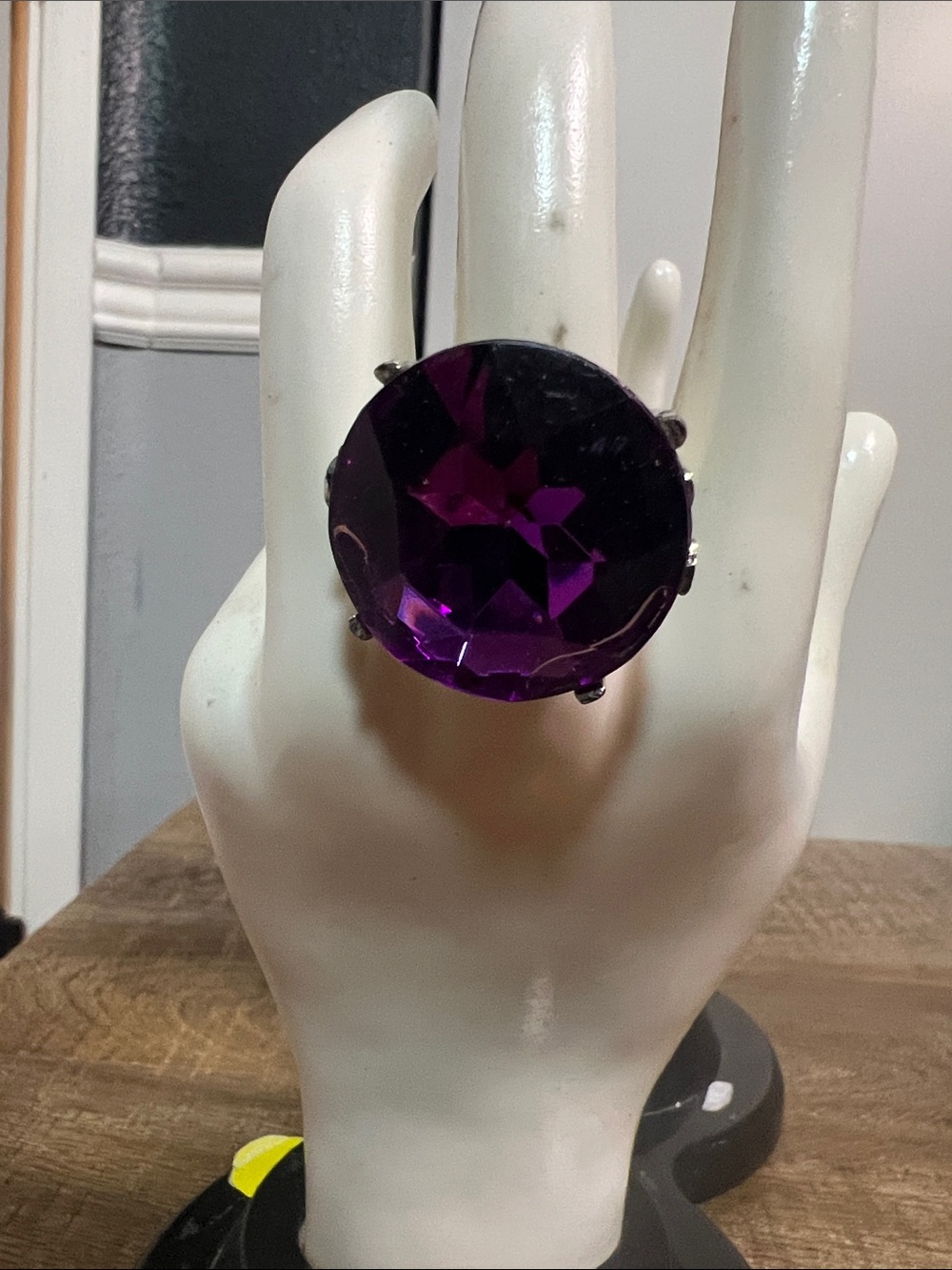 Statement Purple Crystal Cocktail Ring - Unbranded